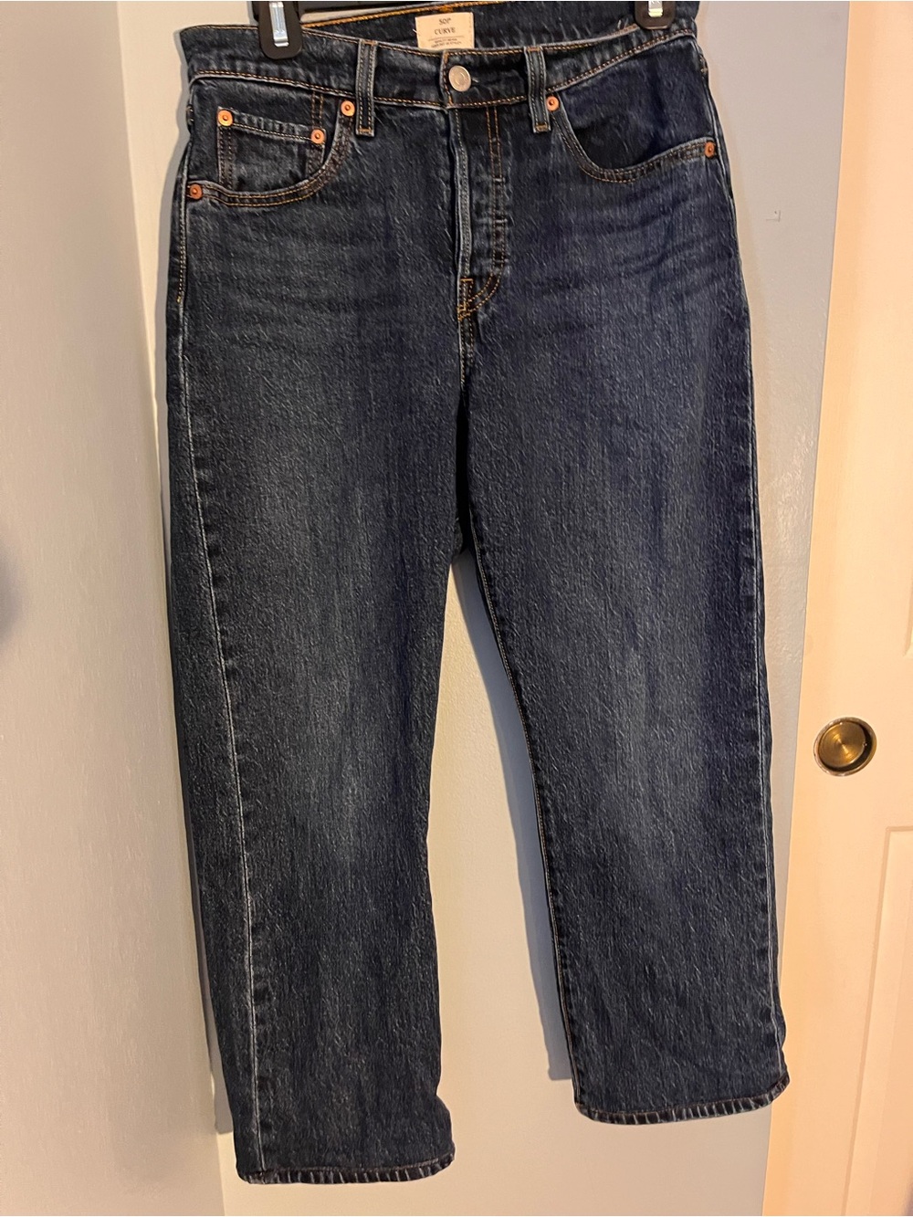 Levi's 501 Curve Straight Leg Jeans in Dark Blue Wash